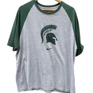 Michigan State Spartans NCAA Nike softball style shirt green gray Size XL